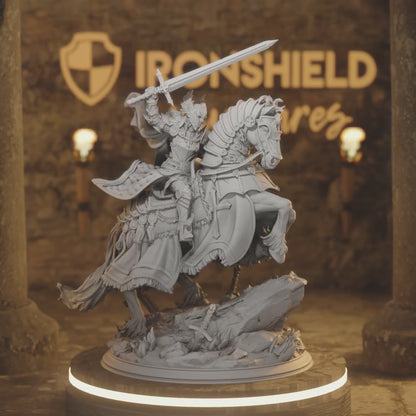 Jeanne du Lac - Knight of Justice Human Paladin DnD miniature 3D printed resin tabletop RPG figure