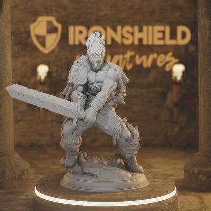 Ragged Bloodhunter Captain - Gaius Hex hunter — 360° rotating view of 3D printed DnD miniature