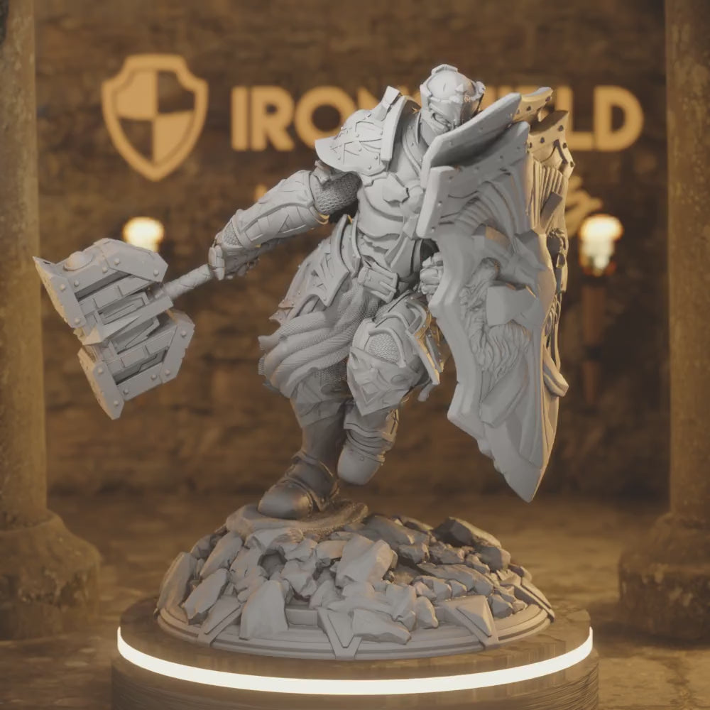 Holy Paladin - Cardioth Shieldsman — 360° rotating view of 3D printed DnD miniature