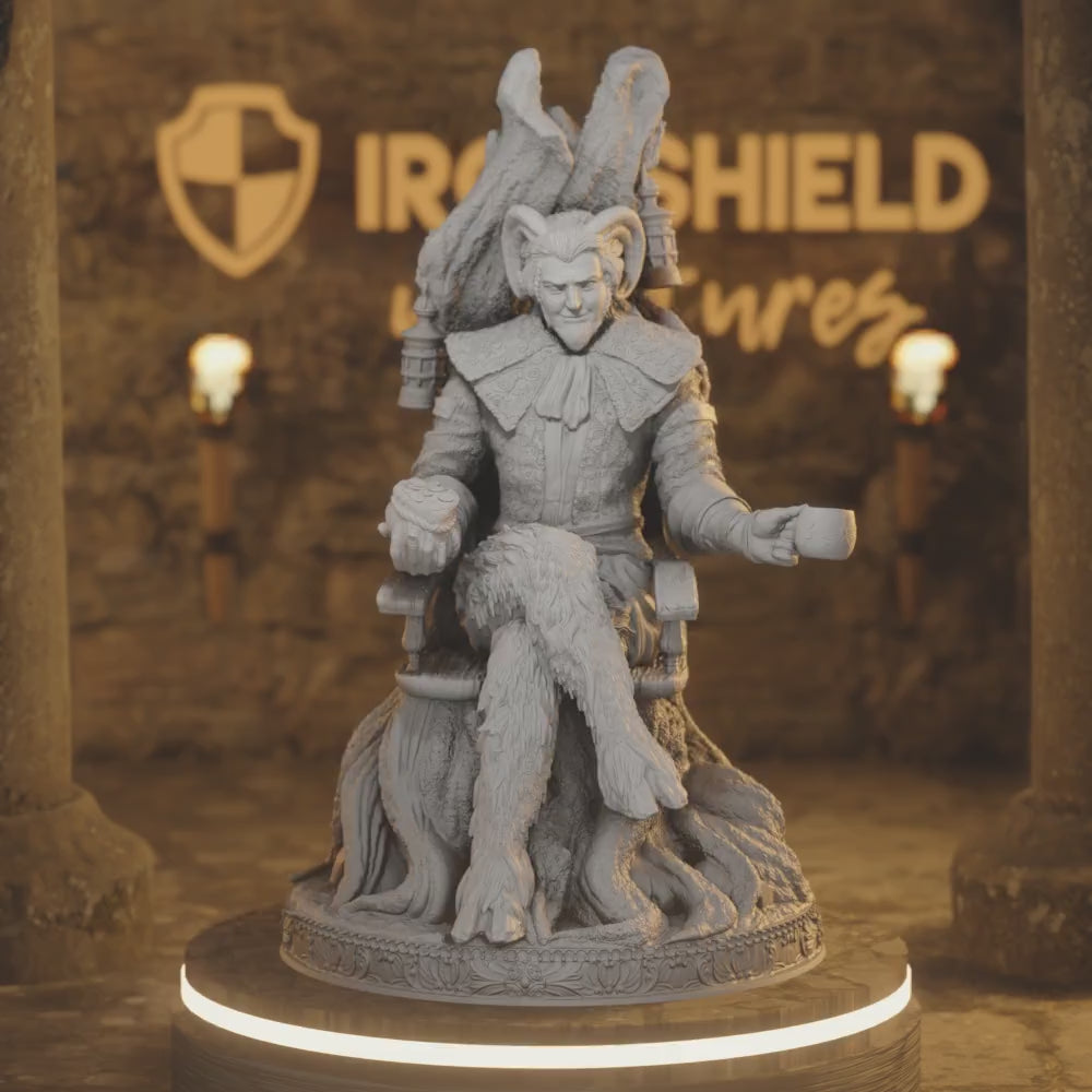 Markamin Satyr Faun Fey Monster Chair Trickster — 360° rotating view of 3D printed DnD miniature