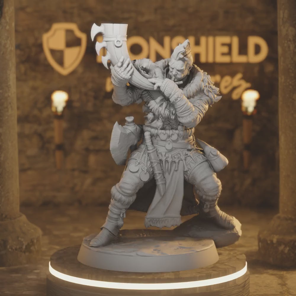 Clan Warrior Musician – Bard Horncaller Viking Warhorn — 360° rotating view of 3D printed DnD miniature