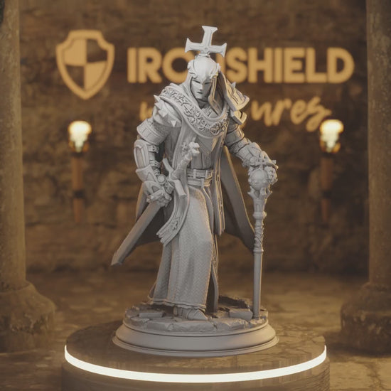 Arch Paladin Tyrius III - Will of Erdrydion Human Paladin DnD miniature 3D printed resin tabletop RPG figure
