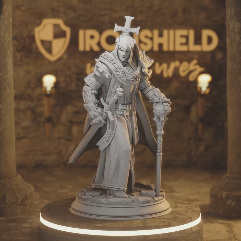 Arch Paladin Tyrius III - Will of Erdrydion Human Paladin DnD miniature 3D printed resin tabletop RPG figure