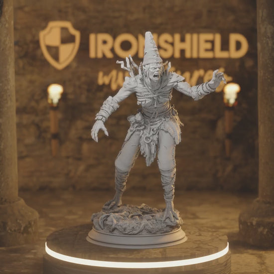 Voyeur Hag - Granny Fey Nora Undead Goblin — 360° rotating view of 3D printed DnD miniature