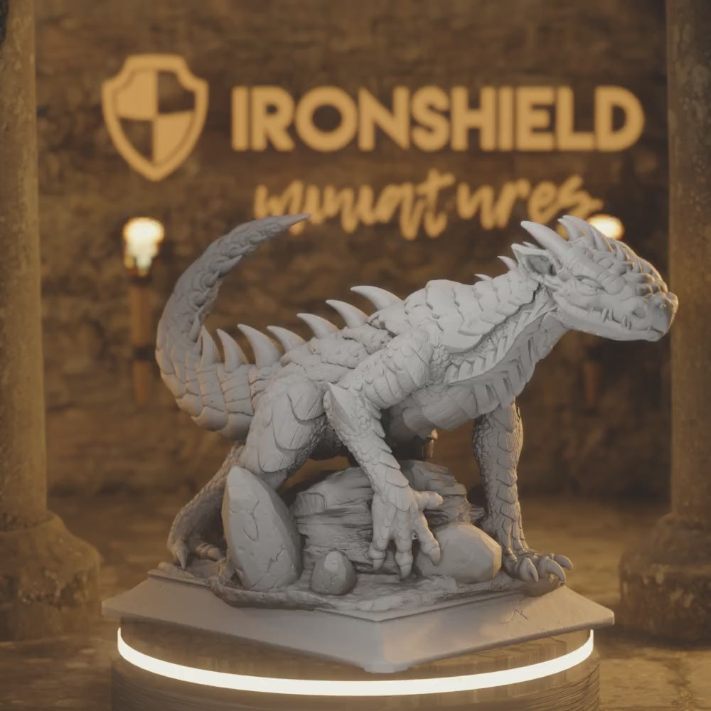 Silver Tailed Drake - Ekerin Dargon — 360° rotating view of 3D printed DnD miniature