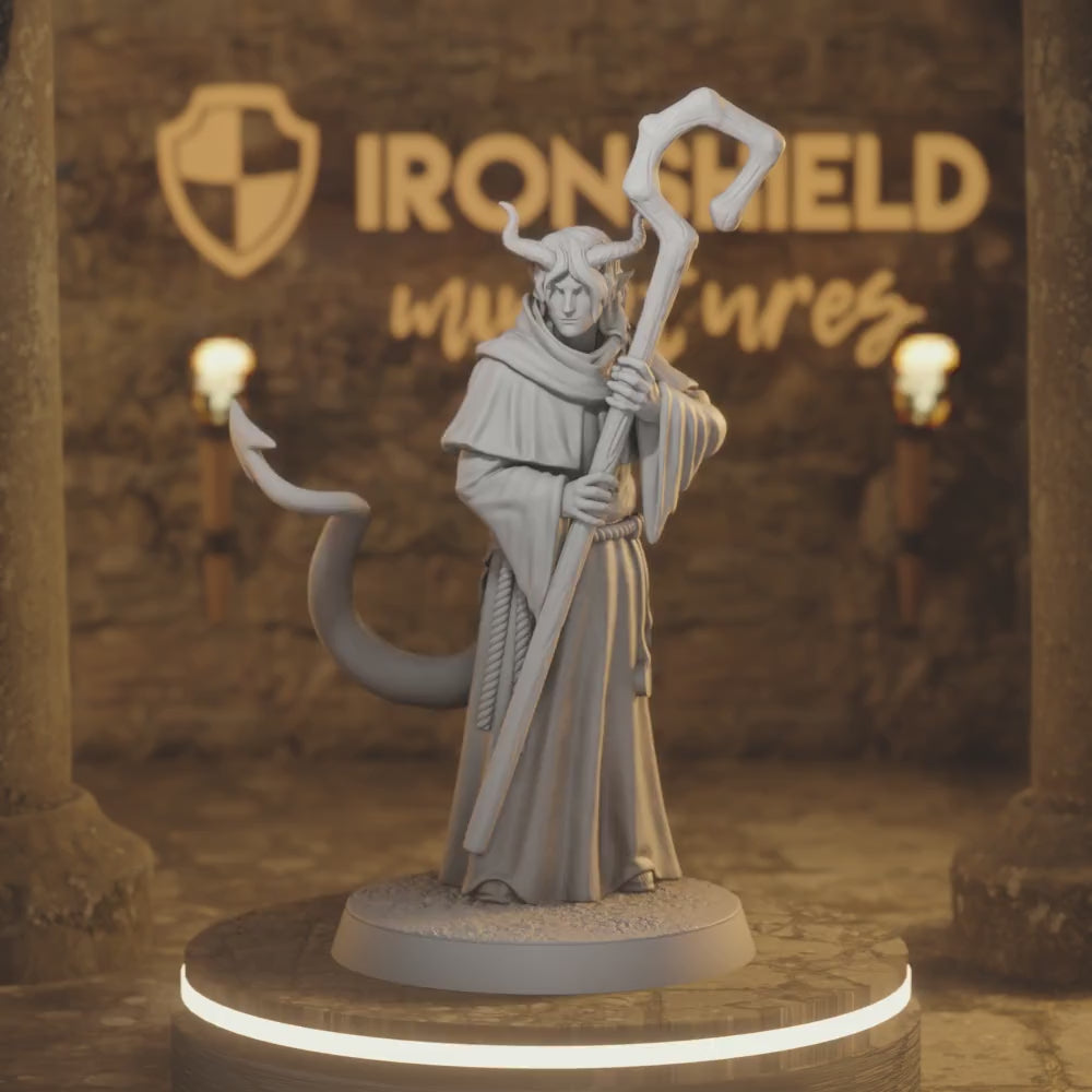 Hellswake Wardlighter 2 Tiefling Cleric DnD miniature 3D printed resin tabletop RPG figure