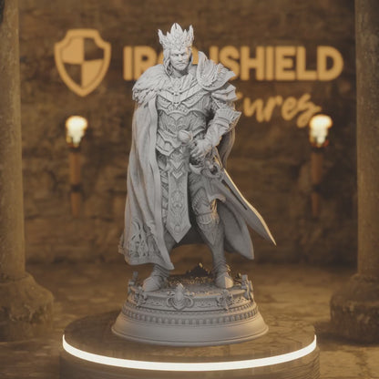 King Trendium Human Warrior Barbarian Fighter — 360° rotating view of 3D printed DnD miniature