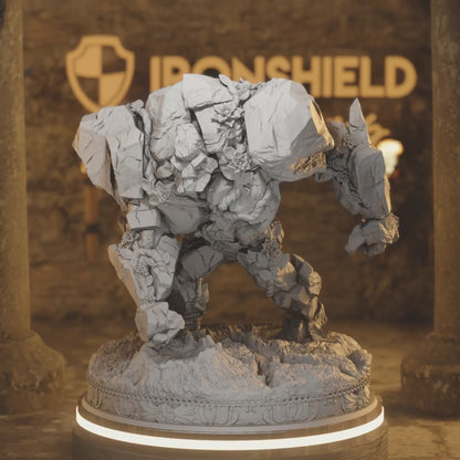 Lazlus Rock Golem Moster — 360° rotating view of 3D printed DnD miniature