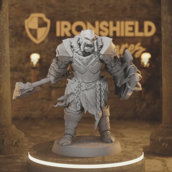 Ironcrag Orc 3 Orc Fighter DnD miniature 3D printed resin tabletop RPG figure