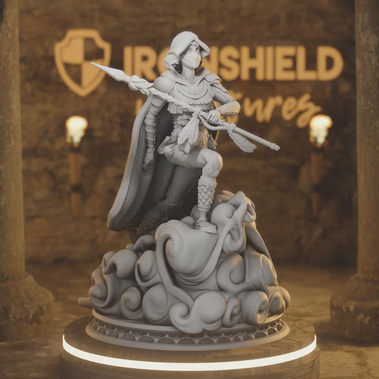 Air Genasi Rogue Monk - Aura Kaze — 360° rotating view of 3D printed DnD miniature