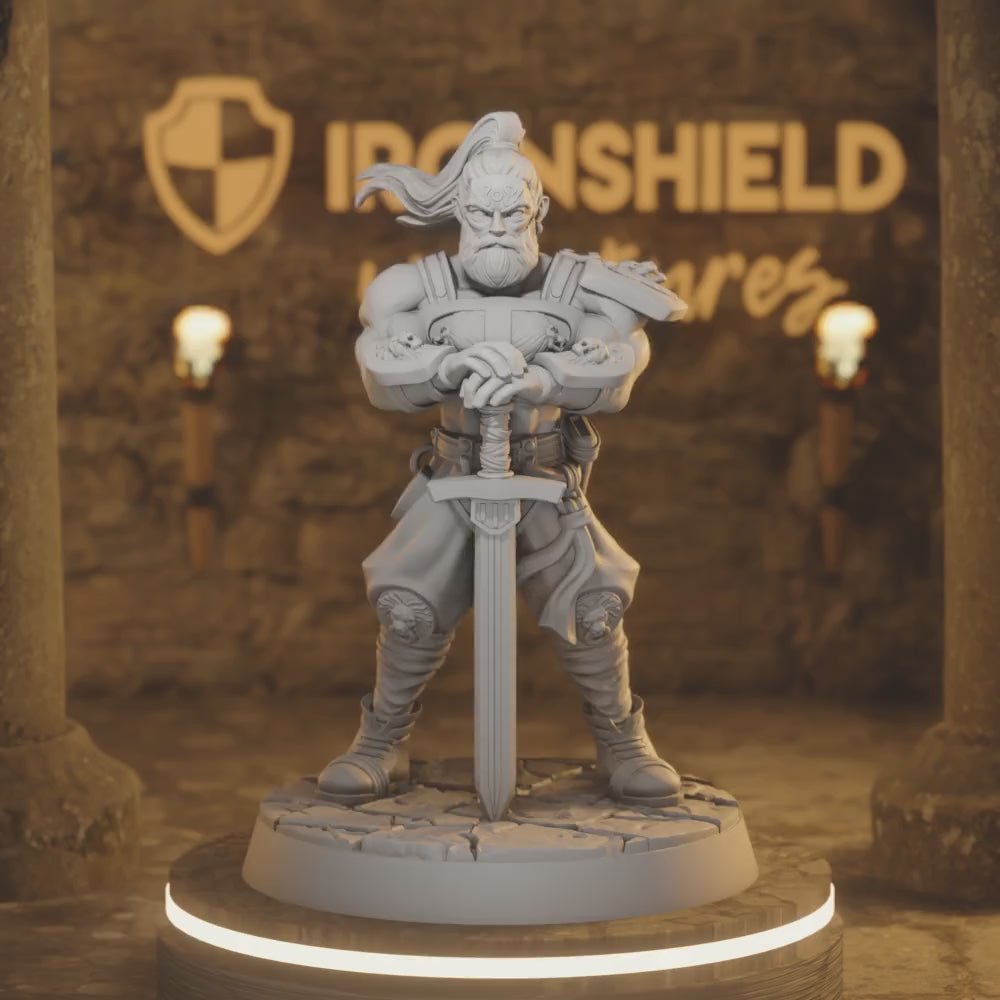 Kensai – Samurai Monk Fighter Ronin Hero — 360° rotating view of 3D printed DnD miniature