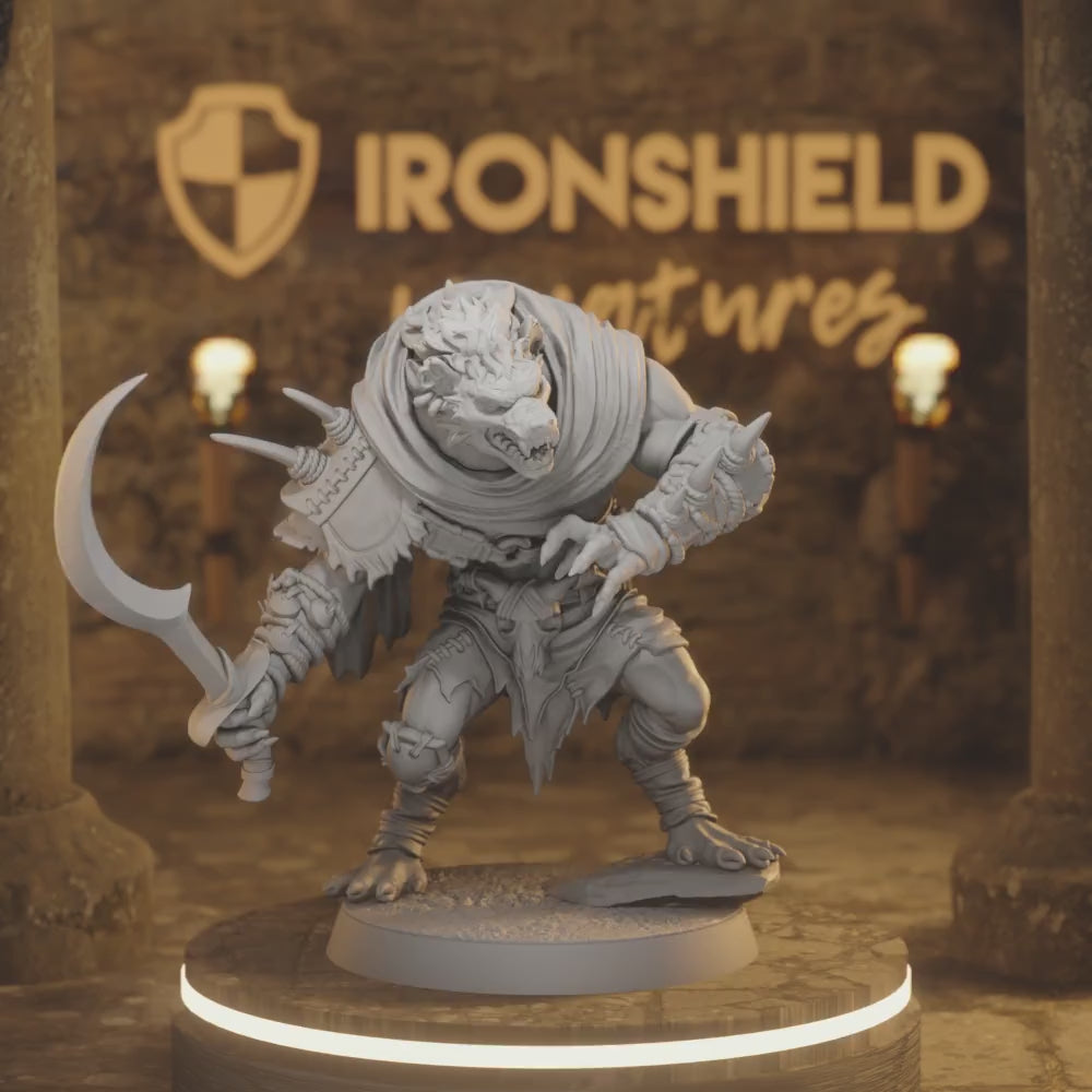 Boneyard Gnoll 1 Gnoll Fighter DnD miniature 3D printed resin tabletop RPG figure