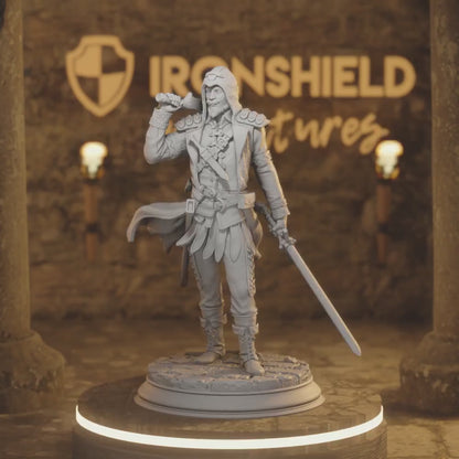 Mafia Brigands Duelist Human Rogue DnD miniature 3D printed resin tabletop RPG figure