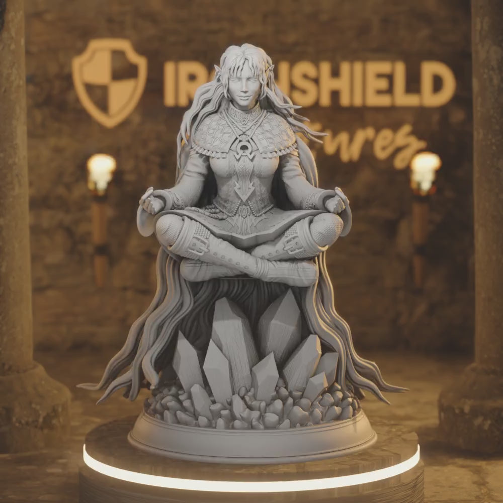 Elf Storm Sorcerer Wizard - Misti Cloudburst — 360° rotating view of 3D printed DnD miniature