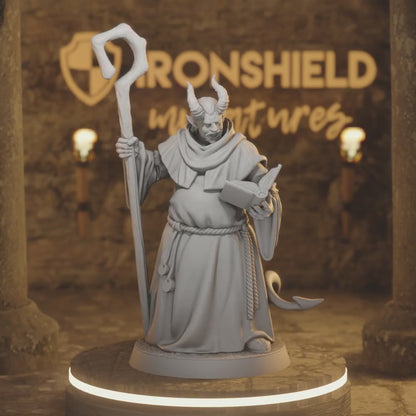 Hellswake Wardlighter 1 Tiefling Cleric DnD miniature 3D printed resin tabletop RPG figure