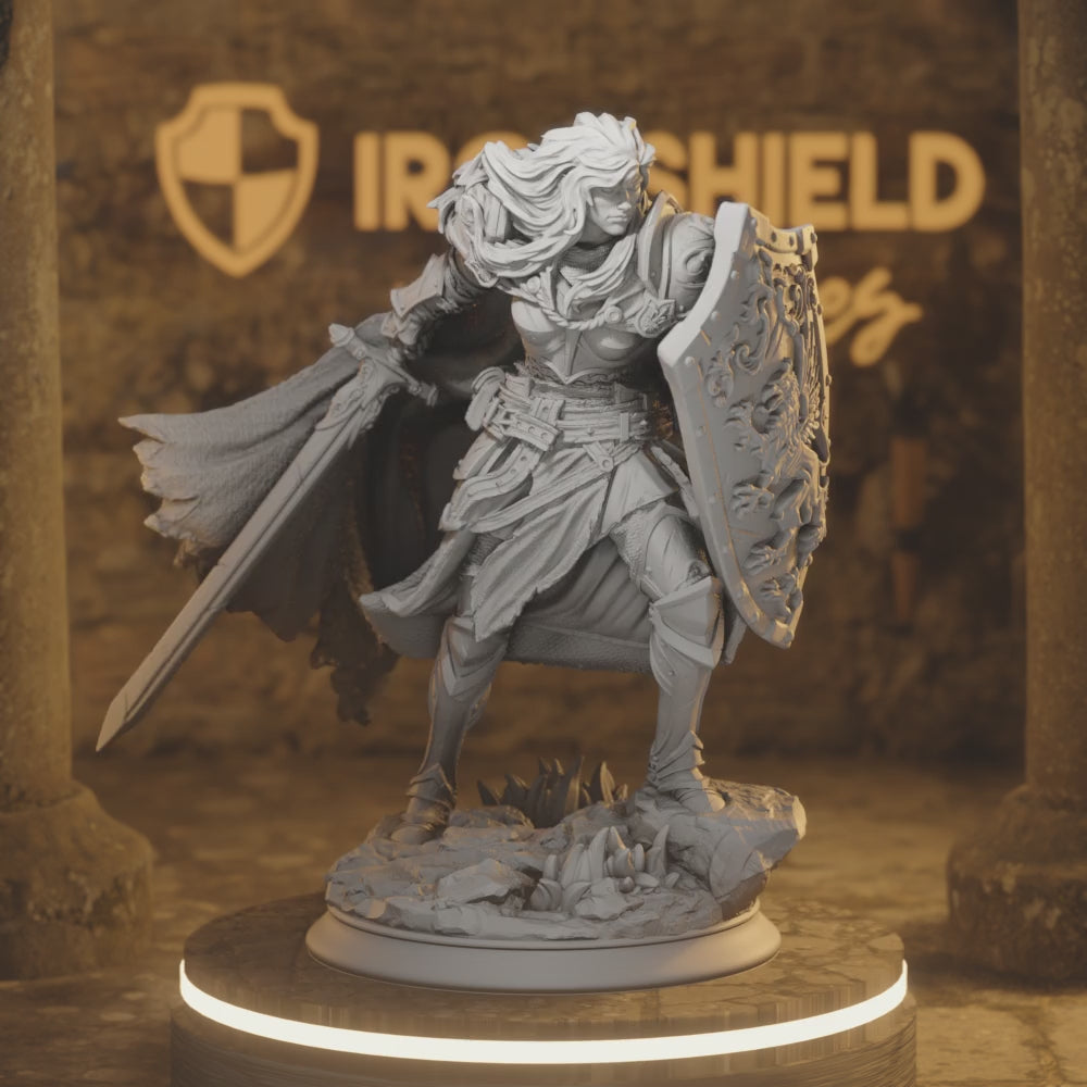 Lydia Untarnished Human Fighter, Paladin DnD miniature 3D printed resin tabletop RPG figure