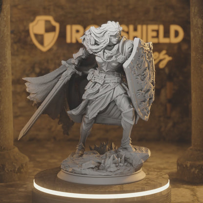 Lydia Untarnished Human Fighter, Paladin DnD miniature 3D printed resin tabletop RPG figure