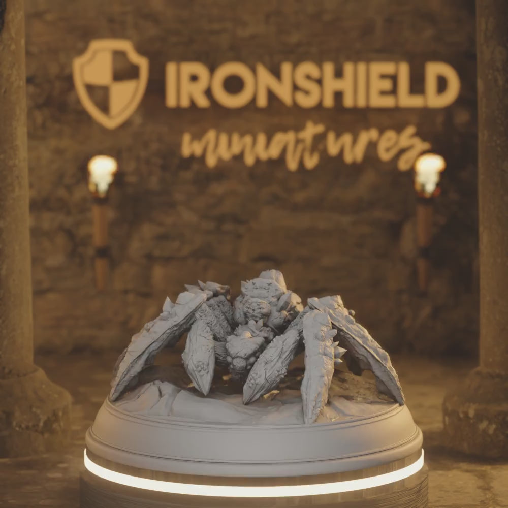 Stone Spider Monster - Kopok — 360° rotating view of 3D printed DnD miniature