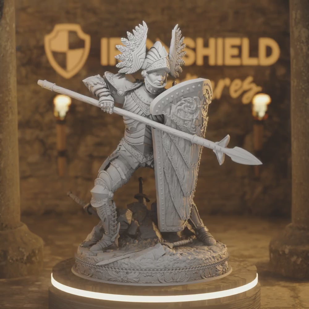 Guardian Worrior Shieldsman - Eridius Falx — 360° rotating view of 3D printed DnD miniature