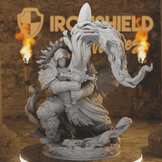 Lightning Chimera - Vilamin Monster LARGE Figure 12k + Base Print 3D RPG Miniature Gift Idea mini | Dungeons & Dragons | Tabletop | DM Stash — 360° rotating view of 3D printed DnD miniature