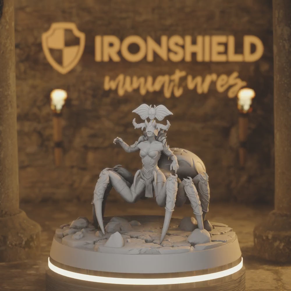 Arakhnati Queen Spider Demon Monster — 360° rotating view of 3D printed DnD miniature