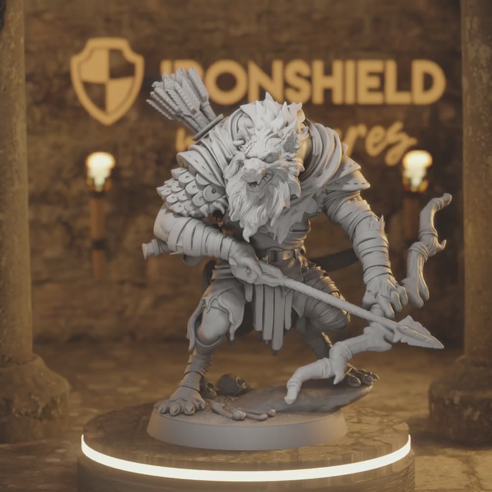 Packmaster Gnoll Ranger DnD miniature 3D printed resin tabletop RPG figure