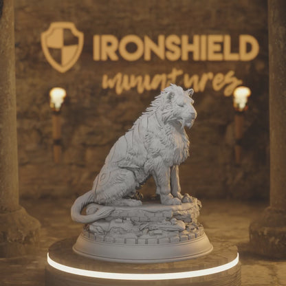 Sabka - Giant Sabertooth Tiger Animal Lion — 360° rotating view of 3D printed DnD miniature
