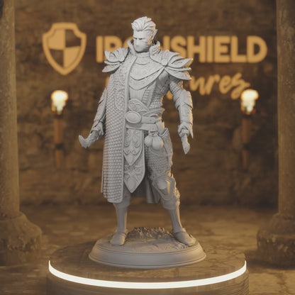 High Elf Rogue Arcane Agent - Esterian — 360° rotating view of 3D printed DnD miniature