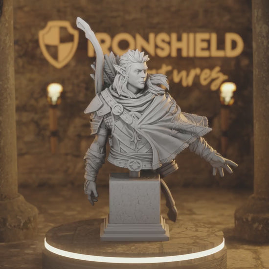 BUST Sactarin Elf Ranger DnD miniature 3D printed resin tabletop RPG figure