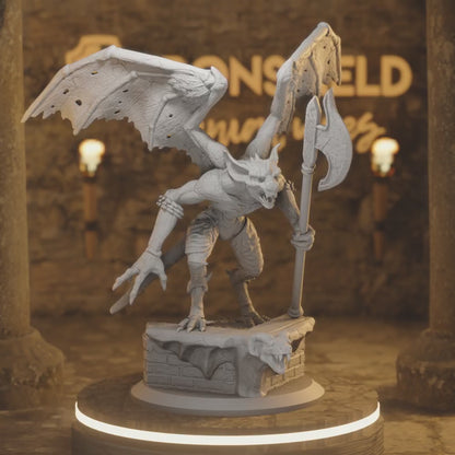 Artyr Belfrian Gargoyle Construct Devil Gnome — 360° rotating view of 3D printed DnD miniature