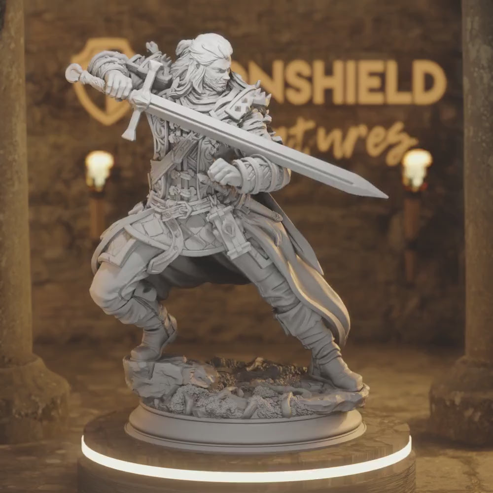 Mortimer Human Fighter DnD miniature 3D printed resin tabletop RPG figure