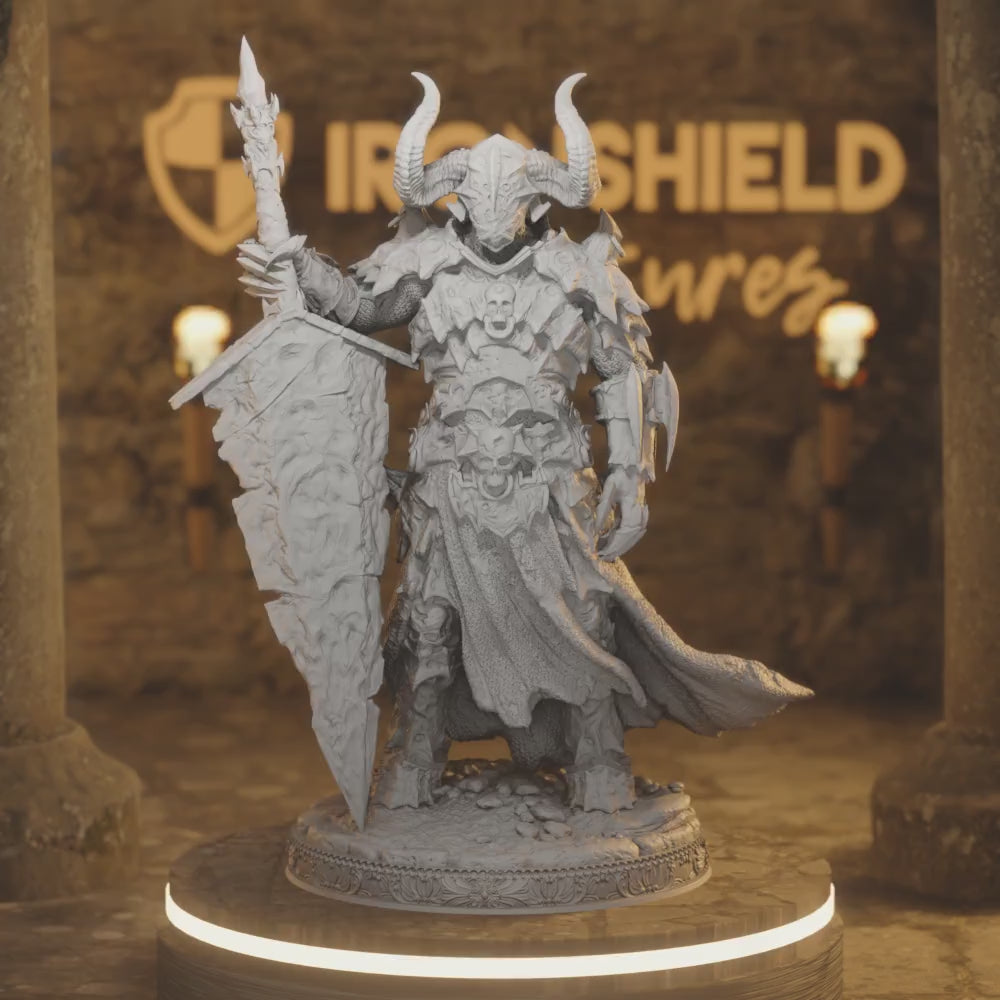 Death Knight Hex hunter Paladin Morian — 360° rotating view of 3D printed DnD miniature