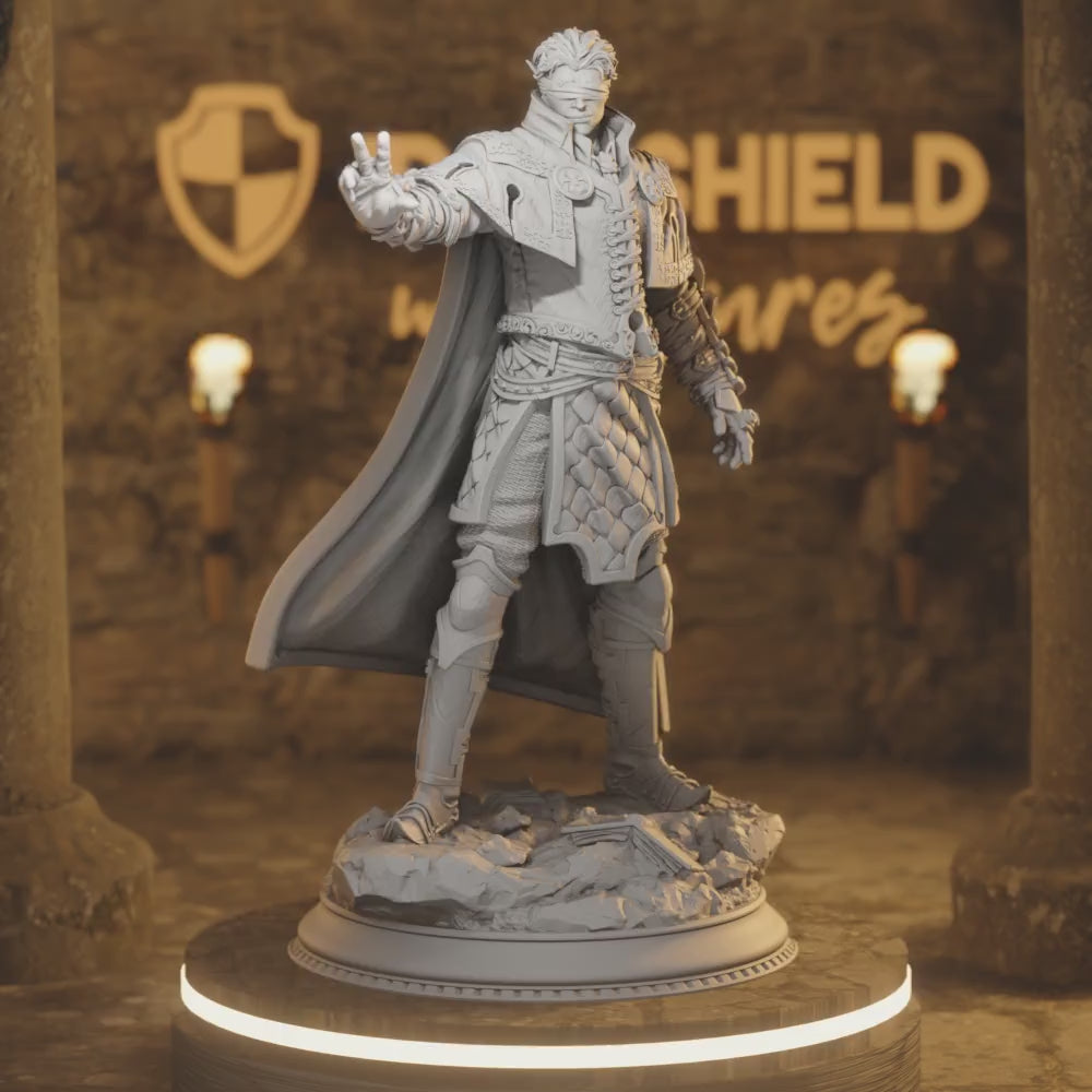 Varys Psionic Wizard Warlock Mage — 360° rotating view of 3D printed DnD miniature