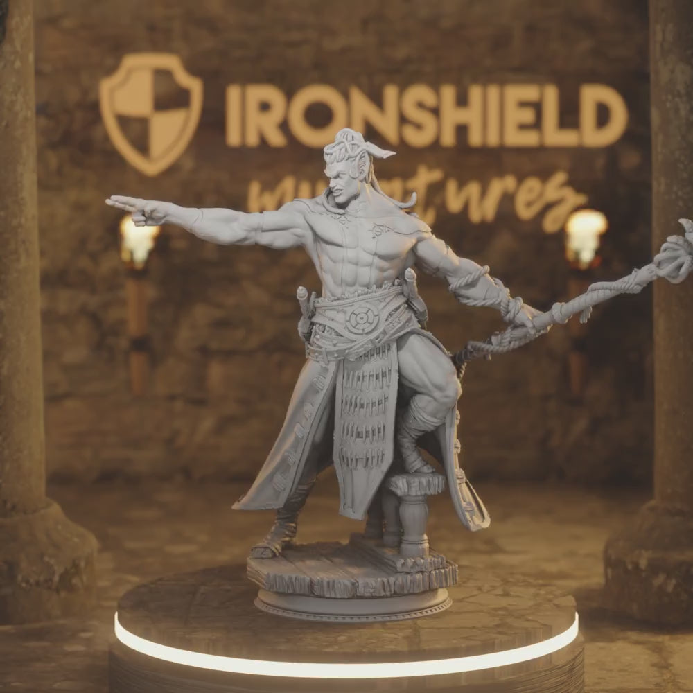 Arakun – Goliath Colossal Monk Warrior Tracker Pose — 360° rotating view of 3D printed DnD miniature