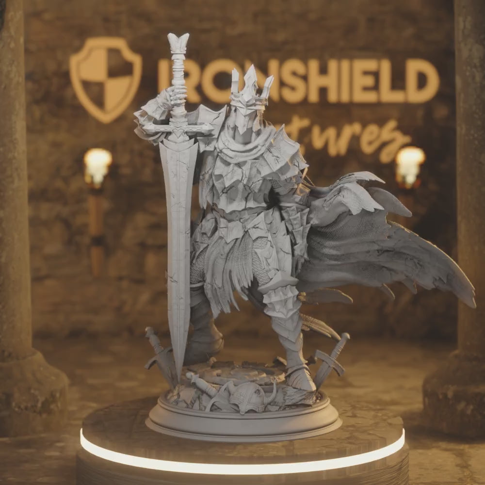 Elias Paladin Burning Knight Fighter — 360° rotating view of 3D printed DnD miniature