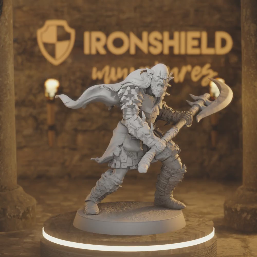 Hobgoblin Spinecleaver 3 – Brutal Slayer Warblade Champion — 360° rotating view of 3D printed DnD miniature