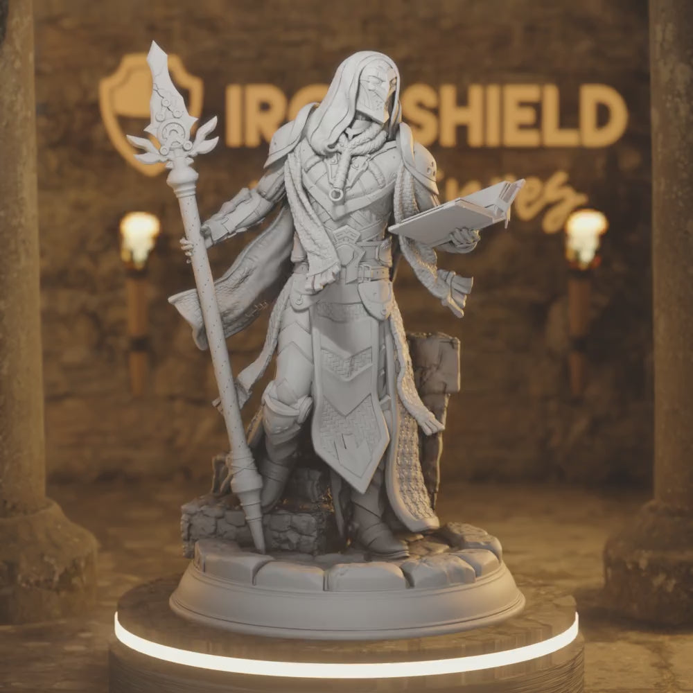 Warforged Wizard Artificer - Sintrius Gulch — 360° rotating view of 3D printed DnD miniature