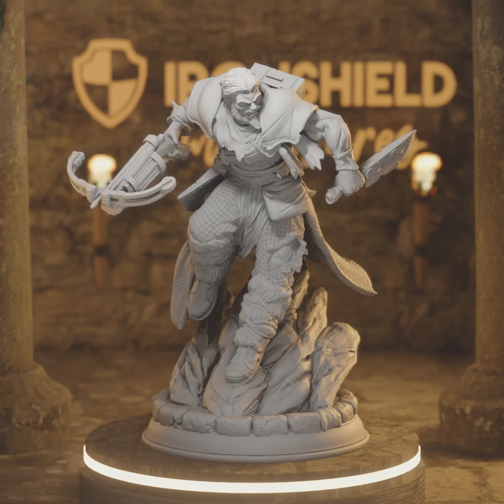 Jorrick - Ranger Warrior w Necrotic var. — 360° rotating view of 3D printed DnD miniature