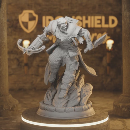 Jorrick - Ranger Warrior w Necrotic var. — 360° rotating view of 3D printed DnD miniature