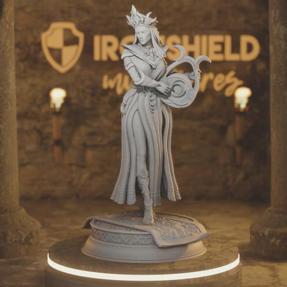 Celestial Elf Cleric Sorcerer Wizard Glanbeli — 360° rotating view of 3D printed DnD miniature