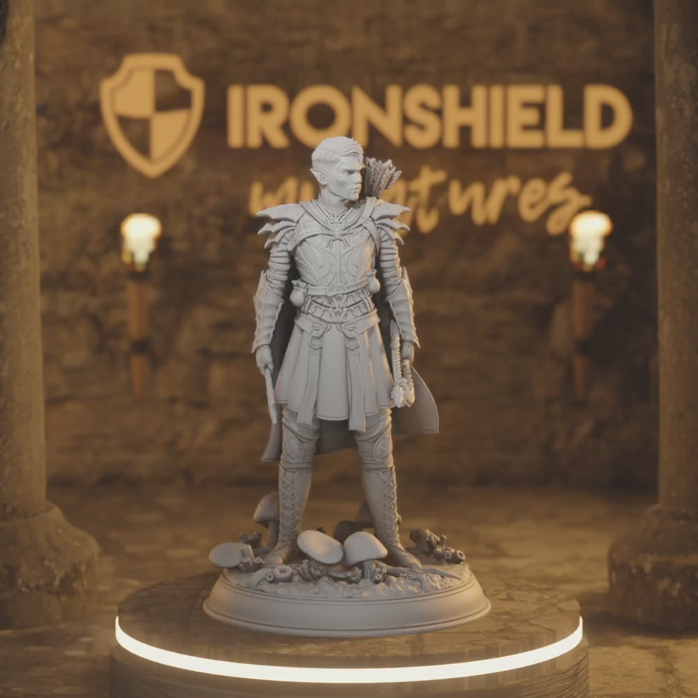 Drow Soldier - Irinax's Archer Ranger Elf Warrior — 360° rotating view of 3D printed DnD miniature