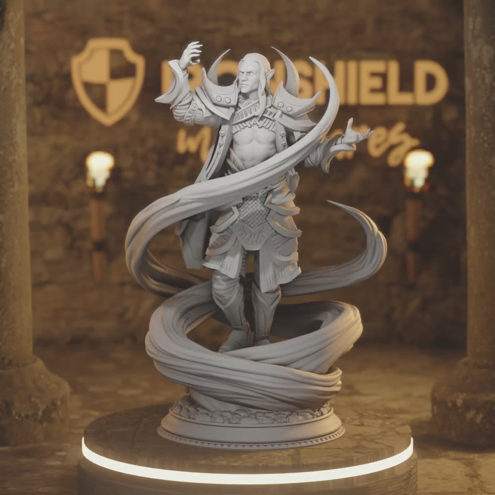 Ilvos – Drow Lunar Sorcerer Wizard — 360° rotating view of 3D printed DnD miniature