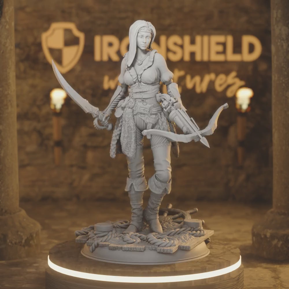 Sea Elf Corsair - Filandira Ranger Archer — 360° rotating view of 3D printed DnD miniature