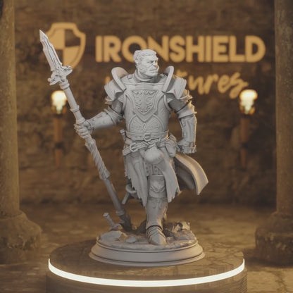 Krunthar - Knight of Horauthin Half-Orc, Orc Fighter DnD miniature 3D printed resin tabletop RPG figure