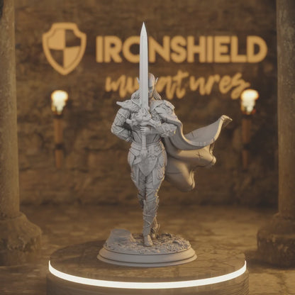 Alysion Elf Druid Fey Warrior Duelist — 360° rotating view of 3D printed DnD miniature