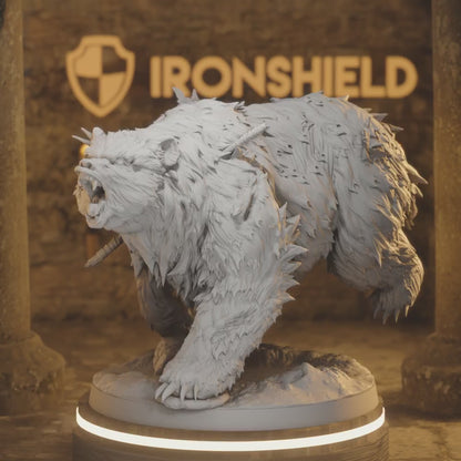 Dire Bear 2 – Charging Dire Beast Growling Monster — 360° rotating view of 3D printed DnD miniature