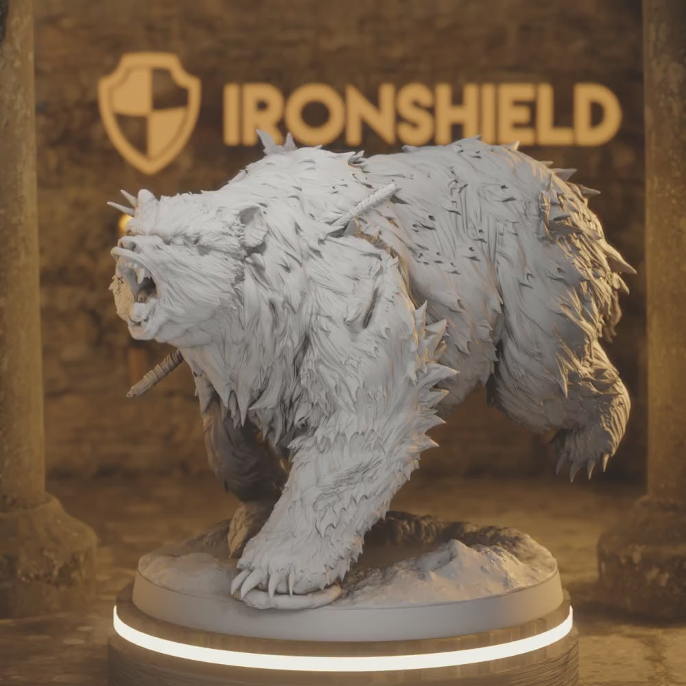 Dire Bear 2 – Charging Dire Beast Growling Monster — 360° rotating view of 3D printed DnD miniature