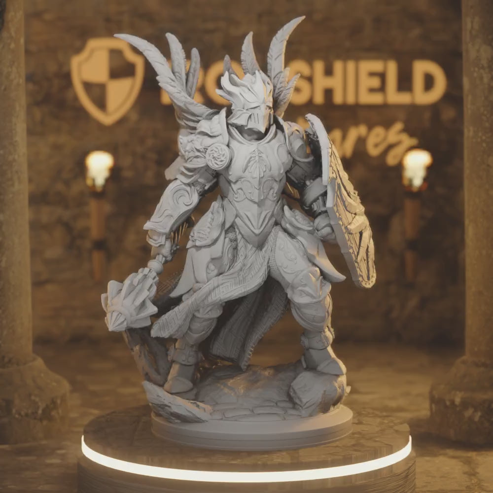 Zyril Elf Cleric Paladin Spellknight — 360° rotating view of 3D printed DnD miniature