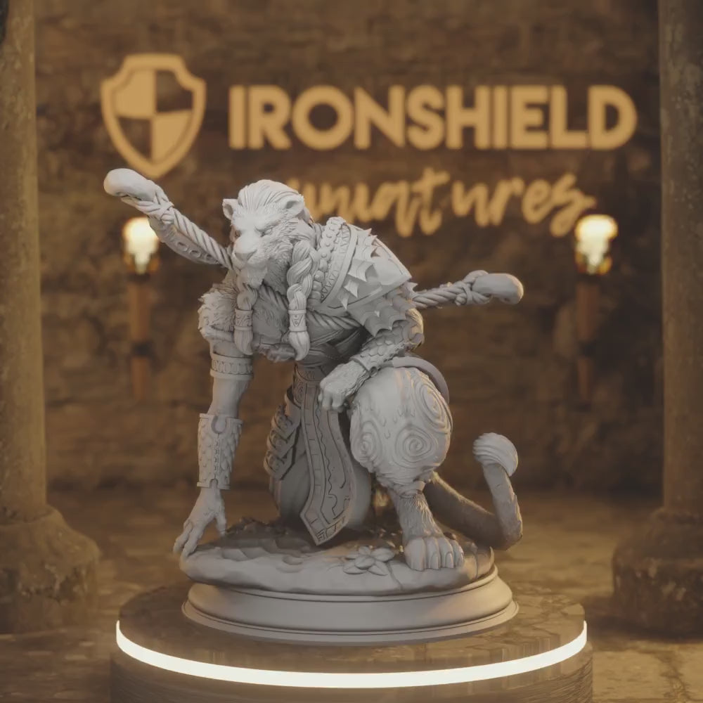 Bri'zani Lionfolk Ranger DnD miniature 3D printed resin tabletop RPG figure