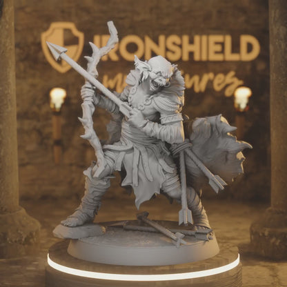Marsh Goblin Archer 2 – Swamp Sniper Ambusher Tracker — 360° rotating view of 3D printed DnD miniature